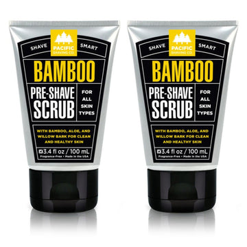 Pacific Shaving Company Bamboo Pre-Shave Scrub - Exfoliating Face Scrub & Cleanser - Daily Face Wash For Men With Aloe Vera & Willow Bark Extract - Soothes, Moisturizes & Controls Blemishes (2 Pack)