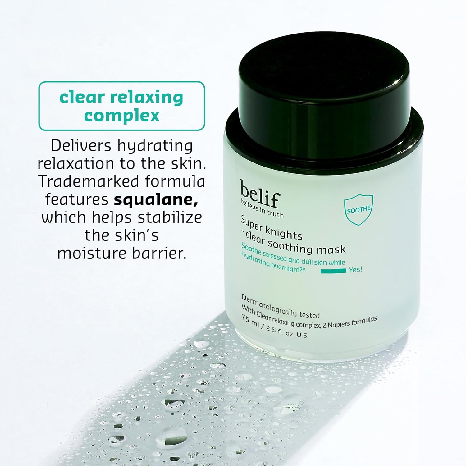Belif Super Knight Clear Soothing Mask, Overnight Hydrating Face Mask, Lightweight, Cooling & Antioxidant-Rich, Squalane, No Wash Off & No Sticky Residue, Korean Skin Care