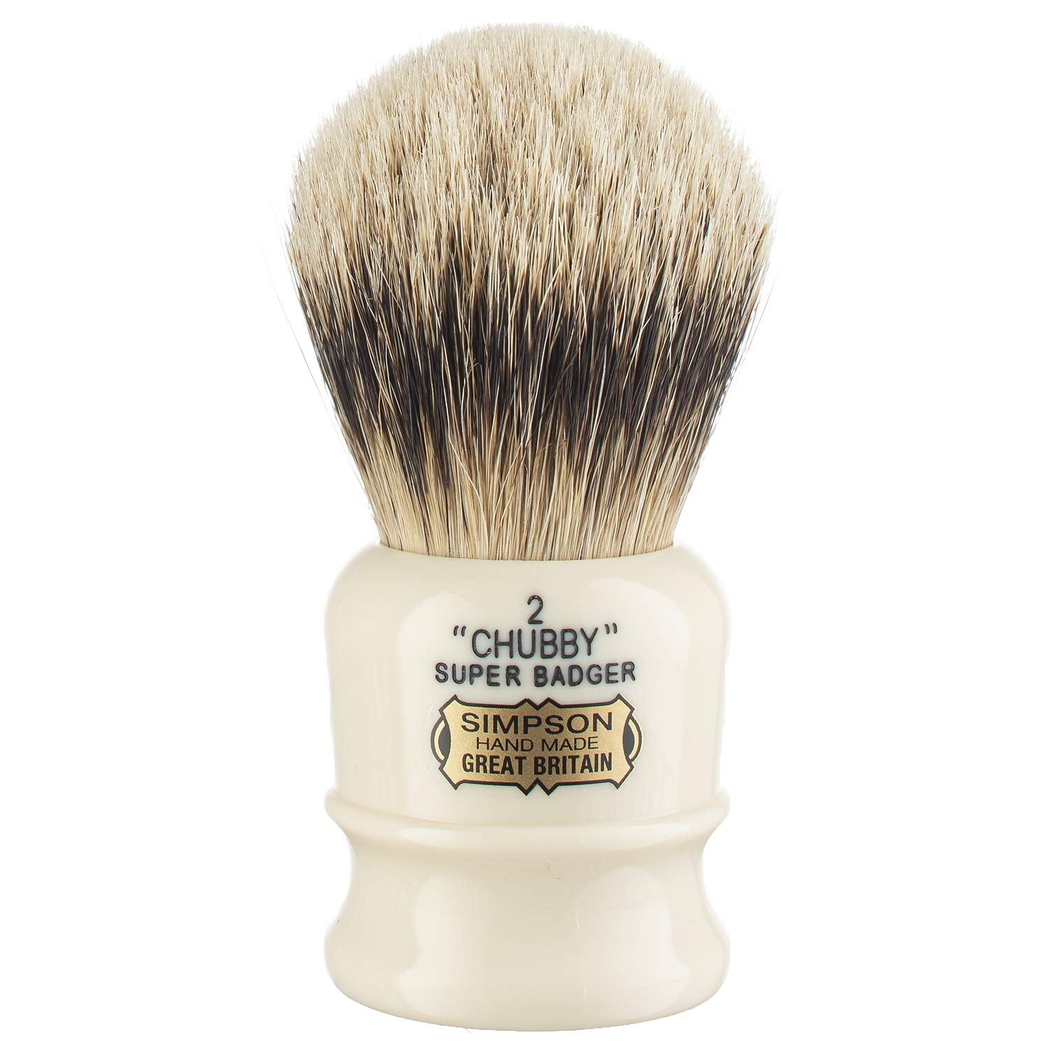 Simpsons Chubby 2 Super Shaving Brush - Ch2 High Density Knot, Hand-Turned Ivory Handle Simpson Shaving Brushes - Wet Shave Deluxe Thick & Luxurious Lather Handle Dense & Extra Soft Bristles : Beauty & Personal Care