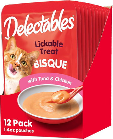 Delectables Bisque Lickable Wet Cat Treats - Tuna & Chicken, 1.4 Oz (Pack Of 12)