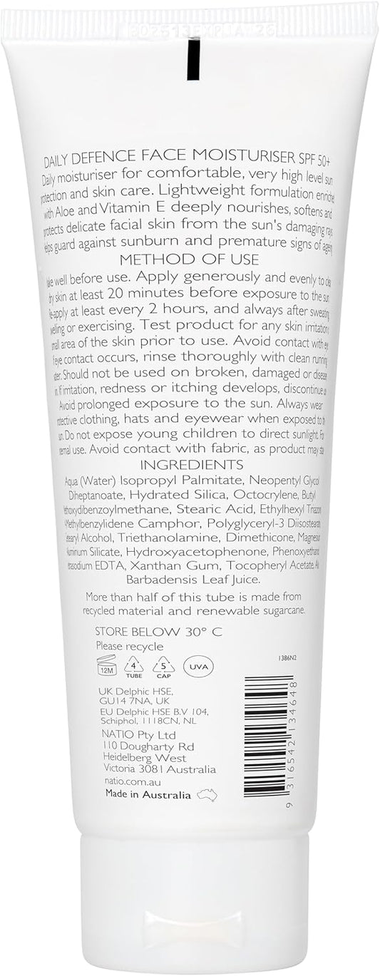 Natio Australia Aromatherapy Daily Defence Face Moisturiser With Spf 50, 100 Ml - Moisturising Sunscreen - Broad Spectrum Face Sunscreen