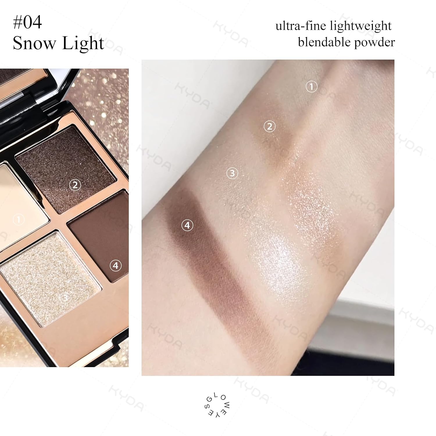 Kyda 4 Colors Brown Eyeshadow Palette, Neutral Nude Dark Brown Eyes Shadow, Shimmer Pearl White Eye Glitters, Cool-Toned Neutral Eyeshadow With Ultra-Fine Silky Finish, High Pigment Eyes Makeup : Beauty & Personal Care