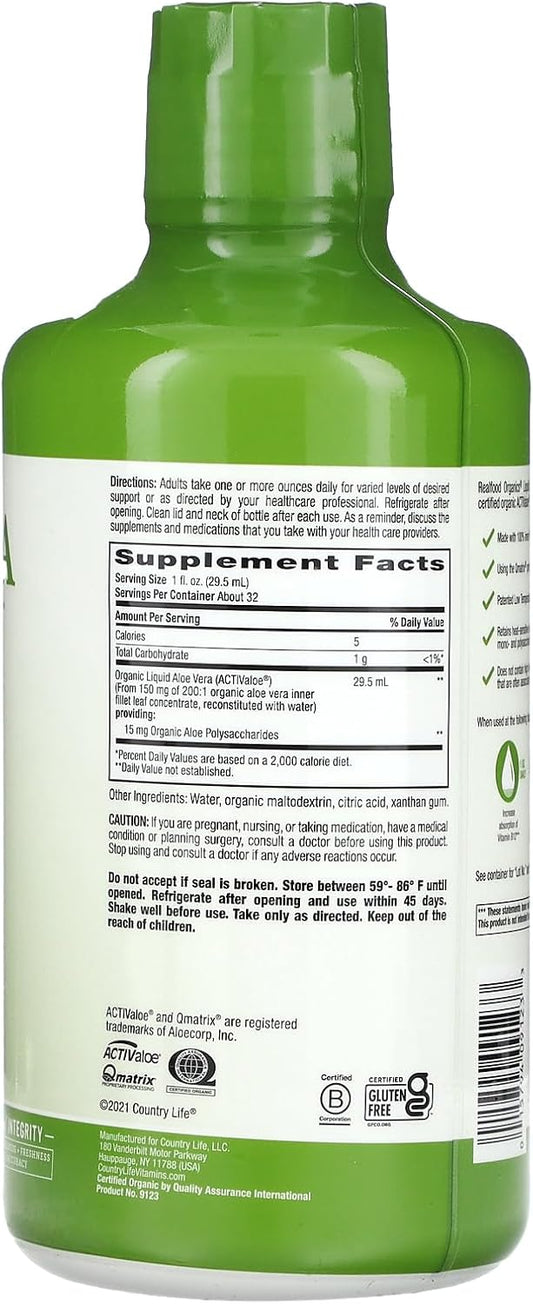 Country Life - Realfood Organics Basic Aloe Liquid - 32 Ounce