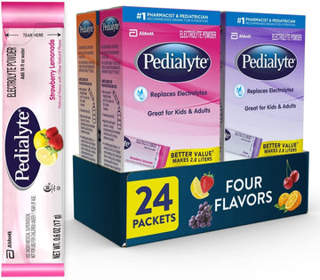 Pedialyte Electrolyte Powder Packets, Variety Pack, Hydration Drink, 24 Single-Serving Powder Packets