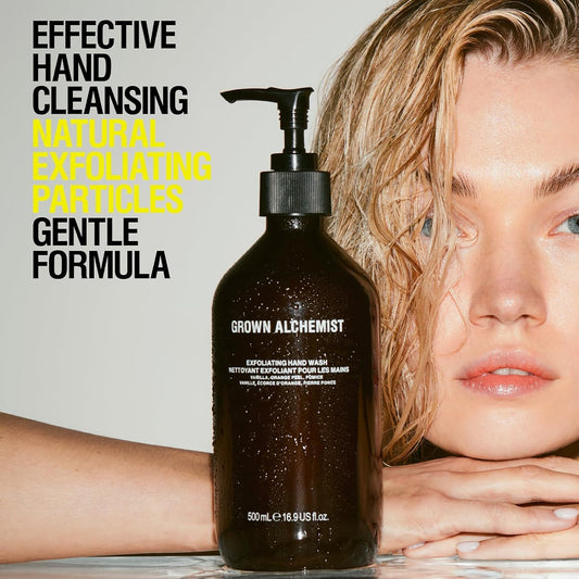 Grown Alchemist Exfoliating Hand Wash - Luxury Vanilla, Orange, Pumice, Organic Hand Soap - Natural Vegan Bioactive Botanicals For Sensitive Skin, Moisturising, Hydrating - Liquid Gel Handwash 500 Ml