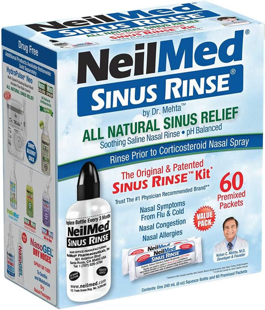 Neilmed Sinus Rinse - A Complete Sinus Nasal Rinse Kit With 60 Premixed Packets