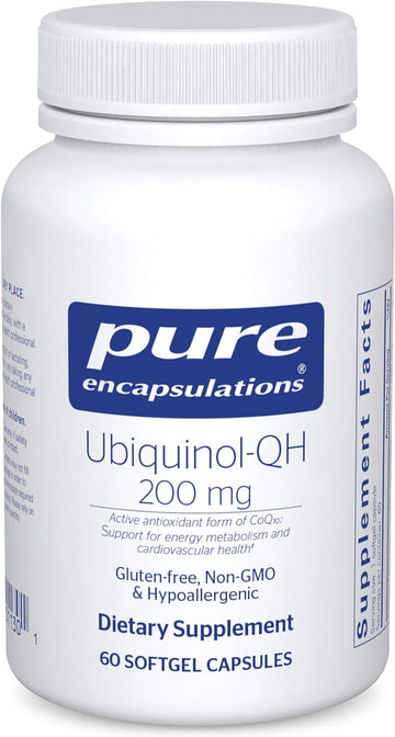 Pure Encapsulations Ubiquinol-Qh - 200 Mg Ubiquinol - Active Form Of Coenzyme Q10 - Heart Health & Energy Metabolism Support* - Antioxidant Supplement - 60 Softgel Capsules