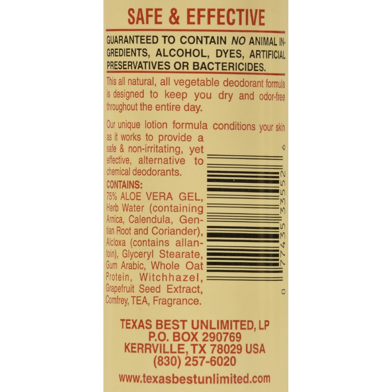 All Natural Roll-On Deodorant Aloe & Almonds 3 Fl Ounce (89 Ml) Liquid