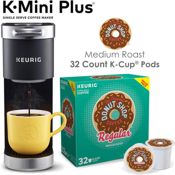 Keurig K-Mini Plus Single Serve Coffee Maker With Donut Shop Coffee Pods, 32 Count