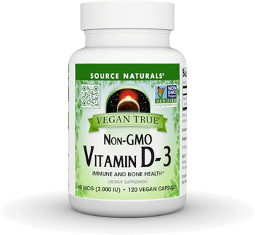 Source Naturals Vegan True, Non-Gmo Vitamin D-3, 2,000 Iu, For Immune And Bone Health* (90 Capsules)