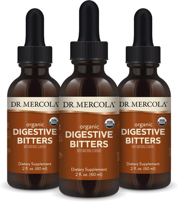 Dr. Mercola Organic Digestive Bitters Liquid Drops, 2 Fl. Oz. (60 Ml), 3-Pack (90 Servings), Dietary Supplement, Digestive Support, Non-Gmo, Certified Usda Organic