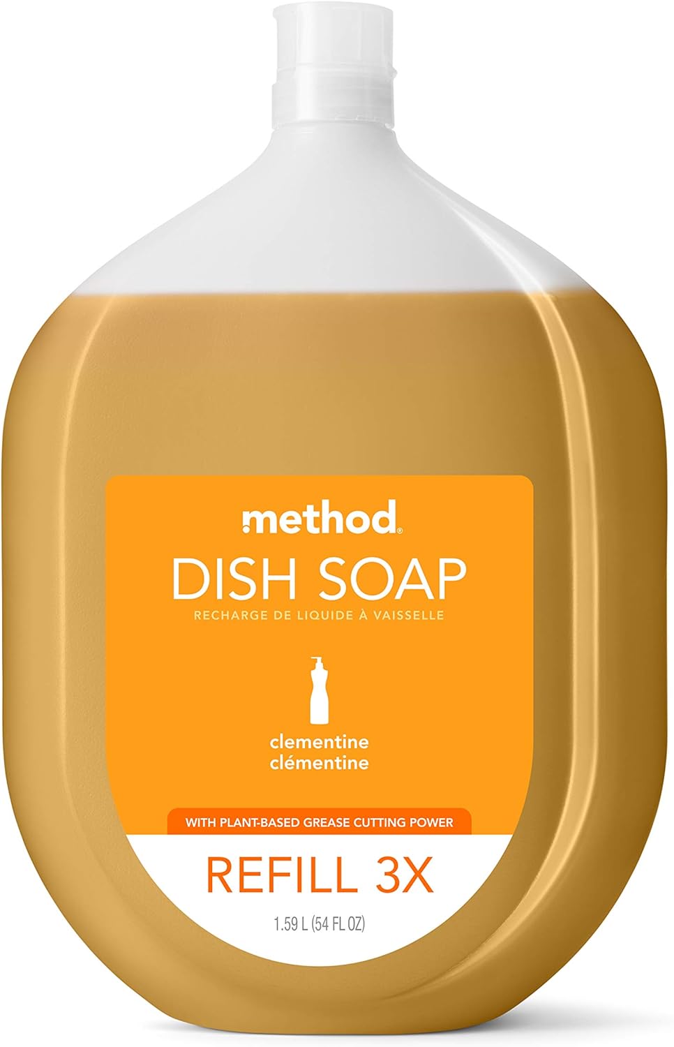 Method Gel Dish Soap, Refill, Clementine, Recylable Bottle, Biodegradable formula, 54 Fl Oz (Pack of 1)