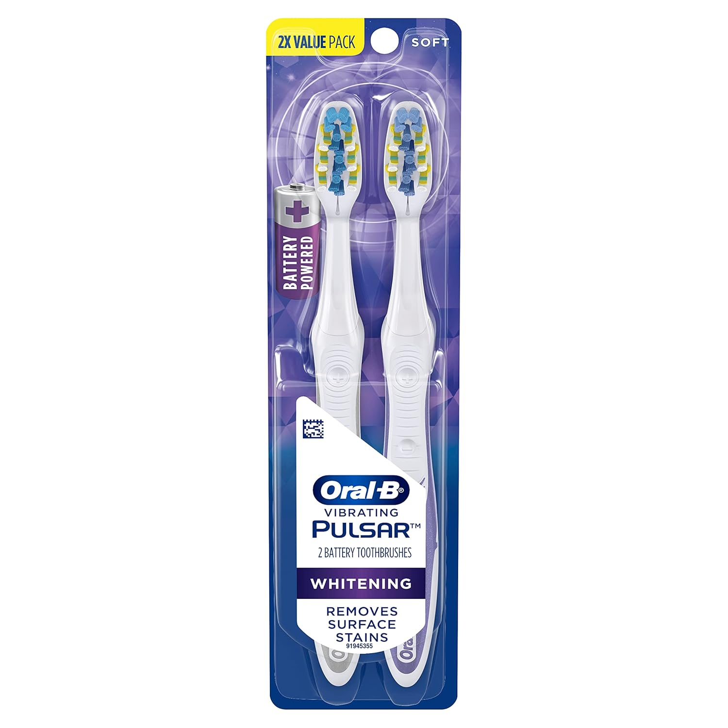 Oral-B Pulsar 3D White Advanced Vivid Soft Toothbrush Twin Pack (Color May Vary)