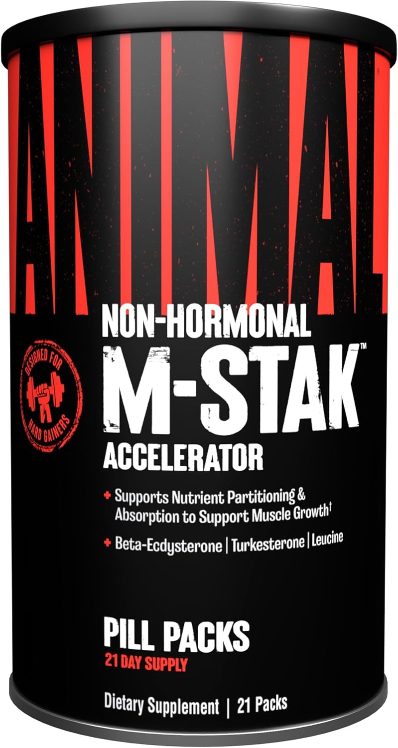 Animal M-Stak - Muscle Builder And Anabolic Mass Gainer Supplement For Bodybuilding - Lean Muscle Growth With Non-Hormonal Turkestrone, Amino Complex And Pre Workout Energy, 21 Packs