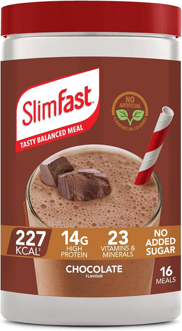 Slimfast Meal Replacement Shake For Weight Loss & Balanced Diet, Vitamins And Minerals, Low Calorie, High Protein, Chocolate Flavour, 16 Servings, 600 G, Packaging May Vary