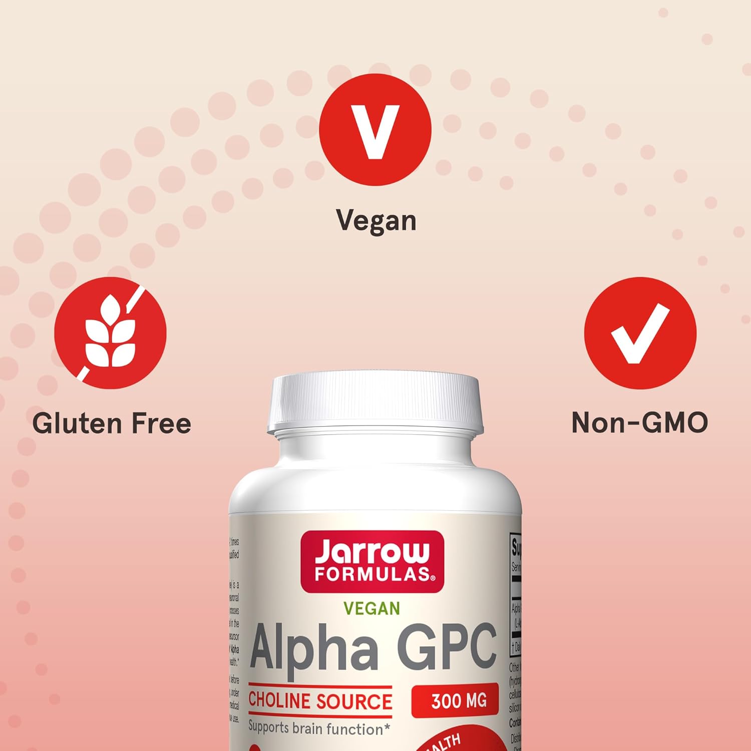 Jarrow Formulas Alpha GPC, 300mg, Dietary Supplement, Brain Health Supplements for Adults, 60 Veggie Capsules, 30 Day Supply : Health & Household