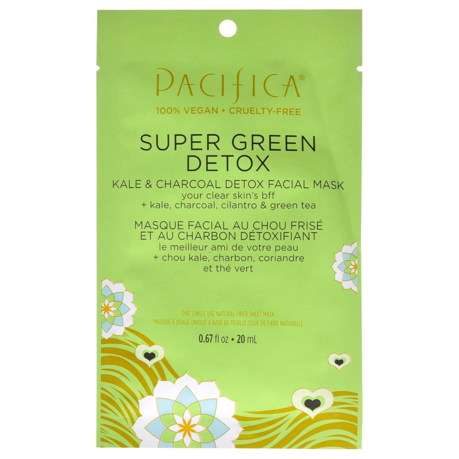 Super Green Detox Kale And Charcoal Detox Facial Mask By Pacifica For Unisex - 0.67 Oz Mask