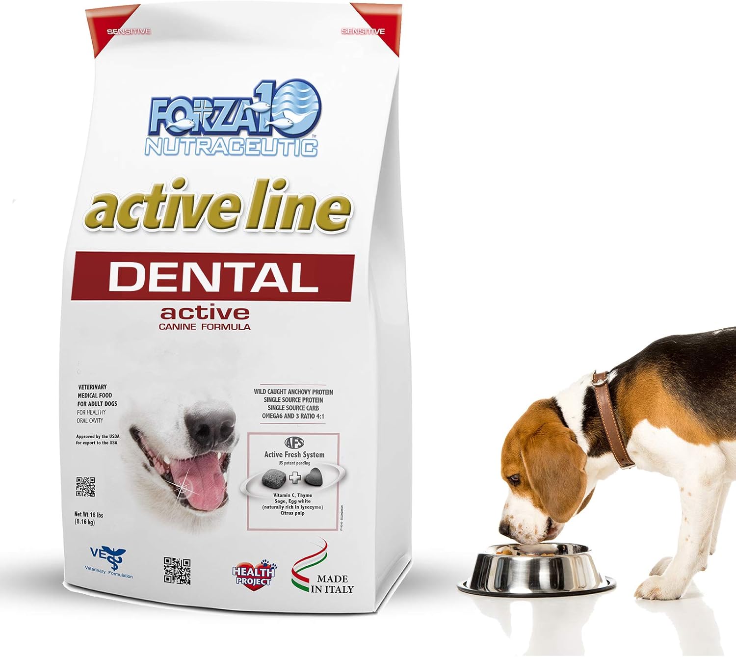 Forza10 Active Oral Care Dry Dog Food, Dog Dental Care, Dog Breath Freshener Dog Plaque Veterinarian Recommended No Prescription 18 Pound, Adult Dogs