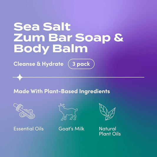 Indigo Wild Zum Bundle - Goat'S Milk Soap Bars & Zum Rub Moisturizer - Sea Salt Scent - 2 Bars (3 Oz) & 1 Rub (2.5 Oz)