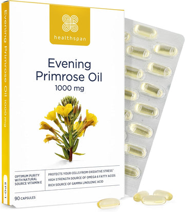 Healthspan Evening Primrose Oil | Support Women'S Health | Helps Maintain Hormonal Balance | Rich Source Of Omega 6 Fatty Acids | Added Vitamin E | Vegan (180 Capsules, 500Mg)