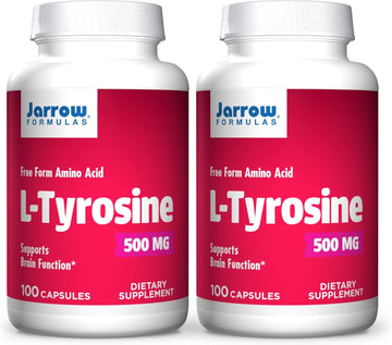 Jarrow Formulas L-Tyrosine 500 Mg - 100 Capsules, Pack Of 2 - Supports Brain Function - Brain Neurotransmitter Precursor - Contains Pure Crystalline L-Tyrosine - 200 Total Servings