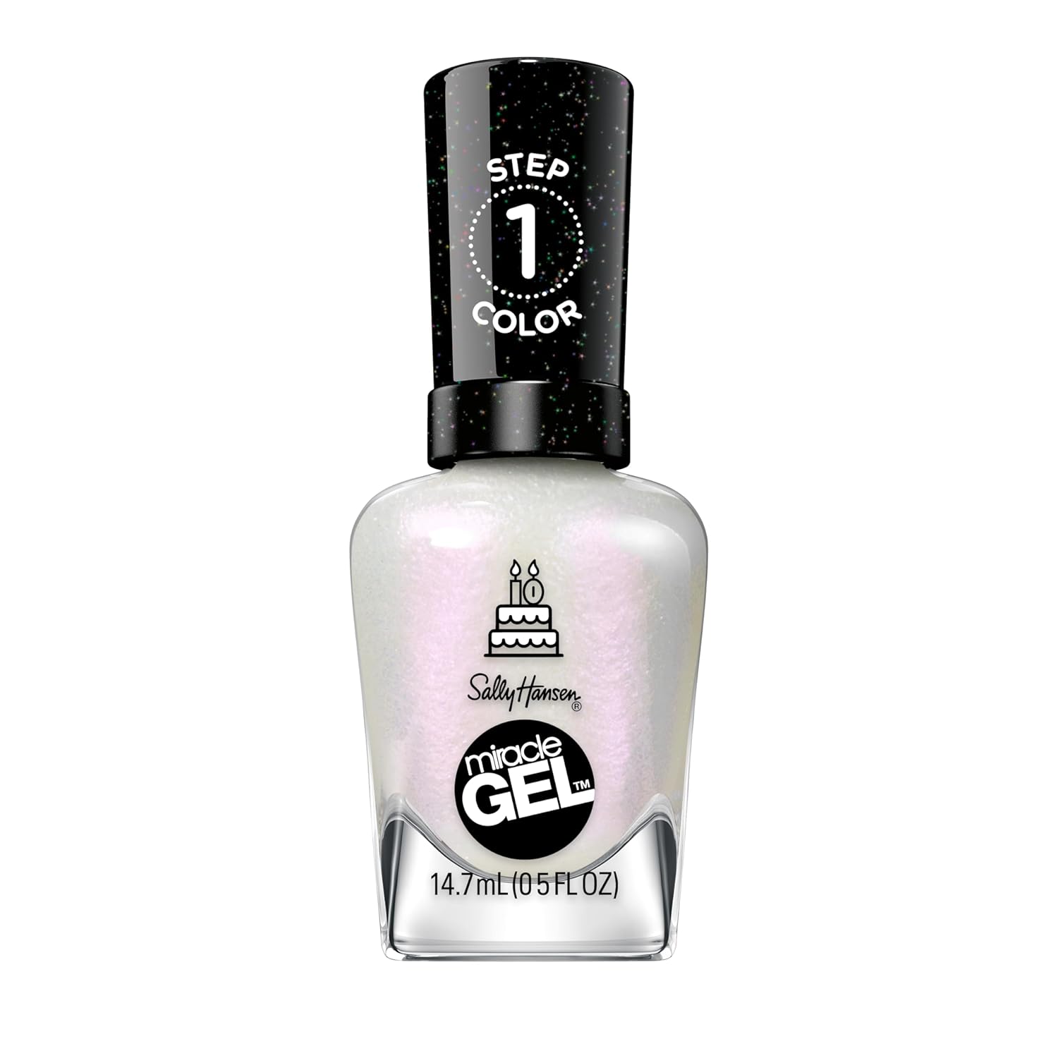 Sally Hansen Miracle Gel™, One Gel Of A Party Twinkle Whites, Long Lasting, Gel-Like Formula, No Uv Lamp Needed, White Nail Polish