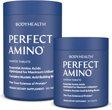 Bodyhealth Perfectamino Easy To Swallow Tablets, Essential Amino Acids Supplement With Bcaas, Vegan Protein For Pre/Post Workout & Muscle Recovery With Lysine, Tryptophan, Leucine (36 Servings)