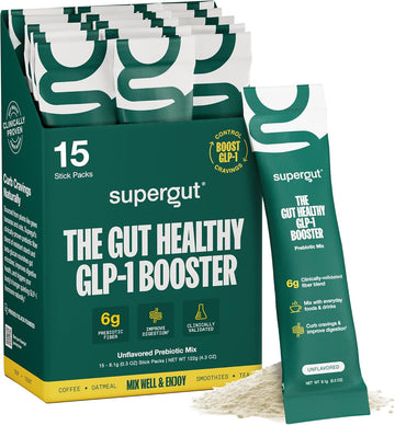 Supergut Gut Healthy Flavored Glp-1 Booster, Watermelon Lime - High Fiber Glp-1 Supplement Powder For Women & Men - Sugar-Free Drink Mix For Gut Health & Digestive Support (18 Servings)