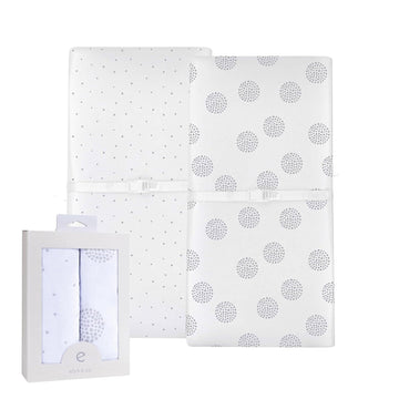 Changing Pad Covers - Cradle Sheets 2-Pack - 100% Jersey Cotton For Baby Boy Or Baby Girl (Grey Dottie)
