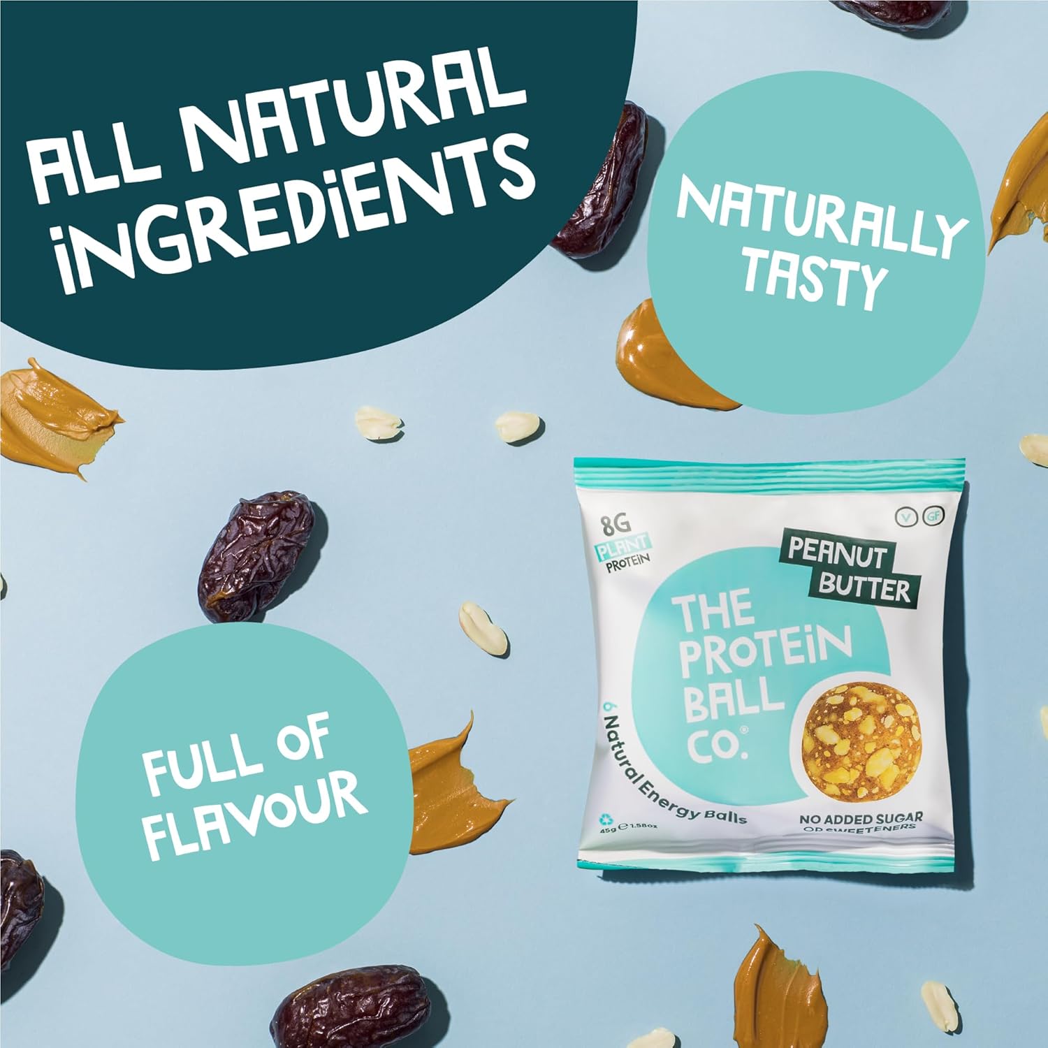 Protein Balls Peanut Butter Flavour by The Protein Ball Co - 100% Natural, Plant Based, Vitamin Enriched, Protein Snacks - 10 x 45g Bags - High Fibre, Gluten Free, No Artificial Sweeteners : Amazon.co.uk: Health & Personal Care