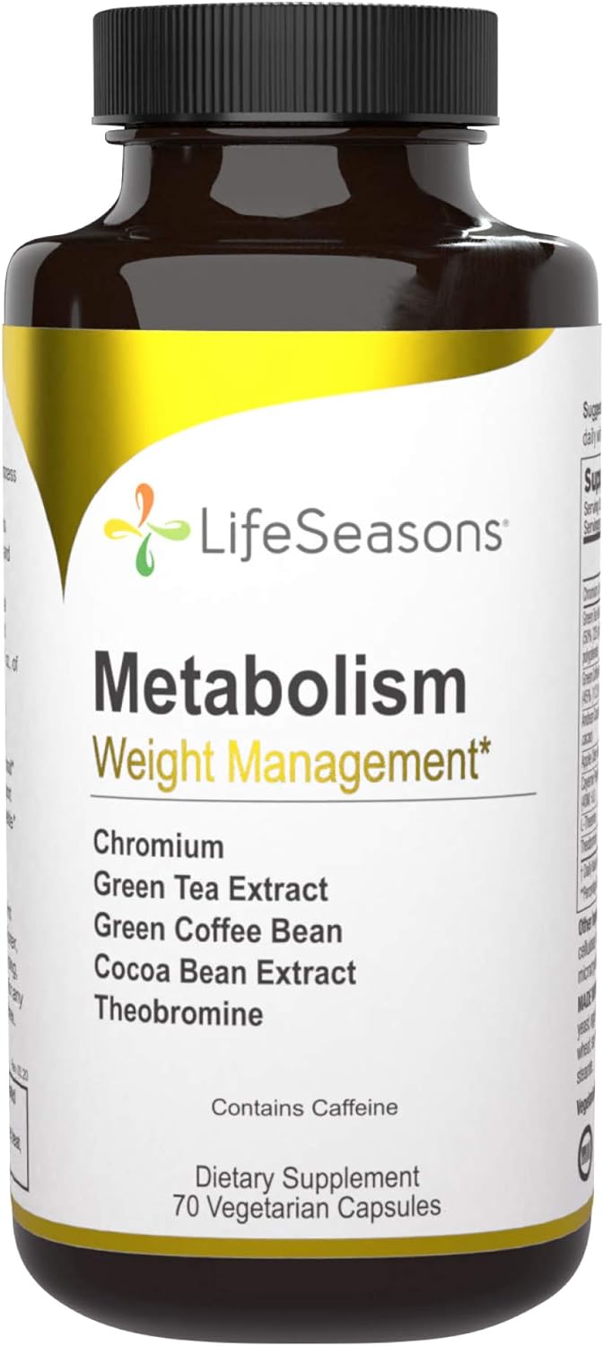 Metabolism - Weight Control Support & Energy Boosting Supplement - Natural Appetite Suppressant - Curbs Cravings - Green Tea, Coffee Bean, Chromium, Cacao & Theobromine - 70 Capsules