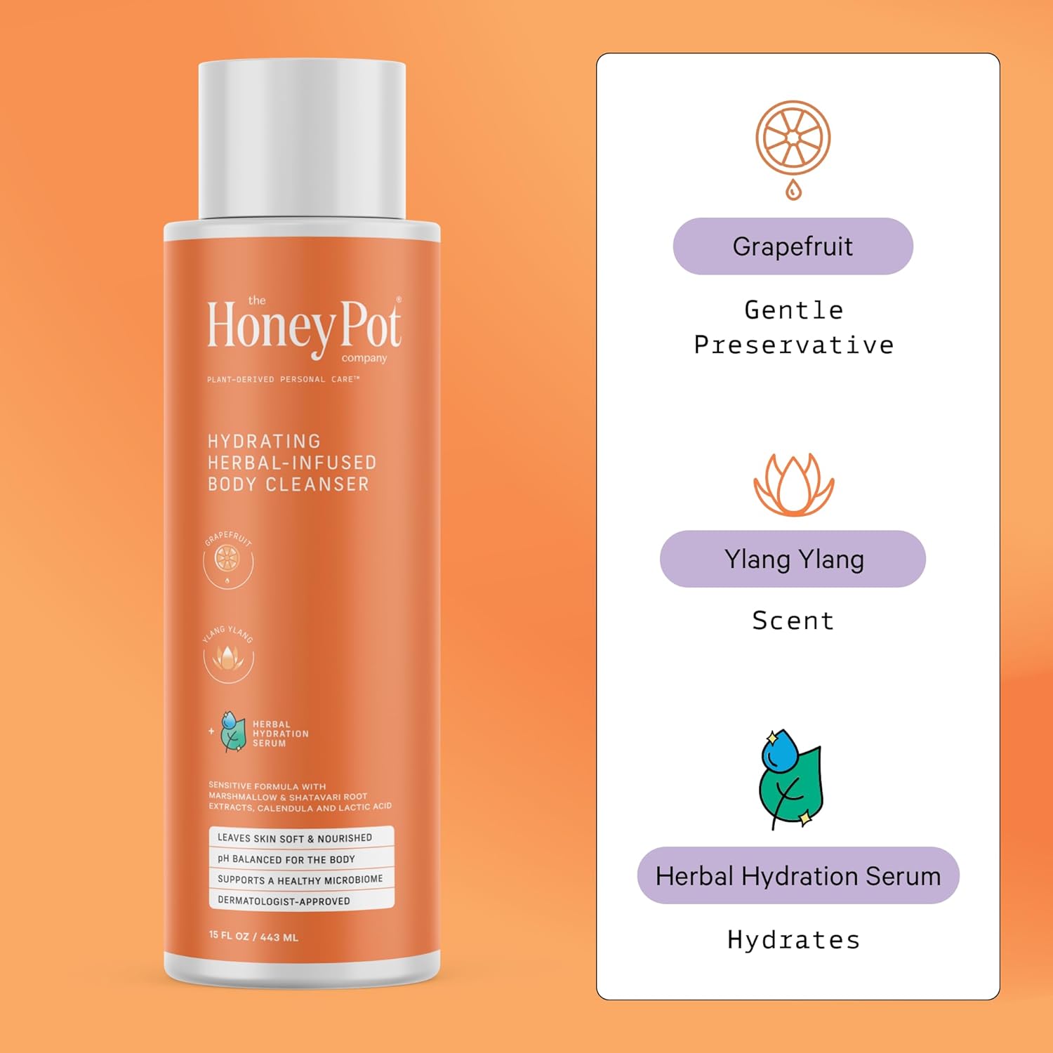 The Honey Pot Company - Heavy Daytime & Grapefruit Body Cleanser Bundle - Pads Insused w/Essential Oils - Hydrating Body Wash to Moisturize & Cleanse Skin - Feminine Care - Sanitary Pads - FSA & HSA : Health & Household