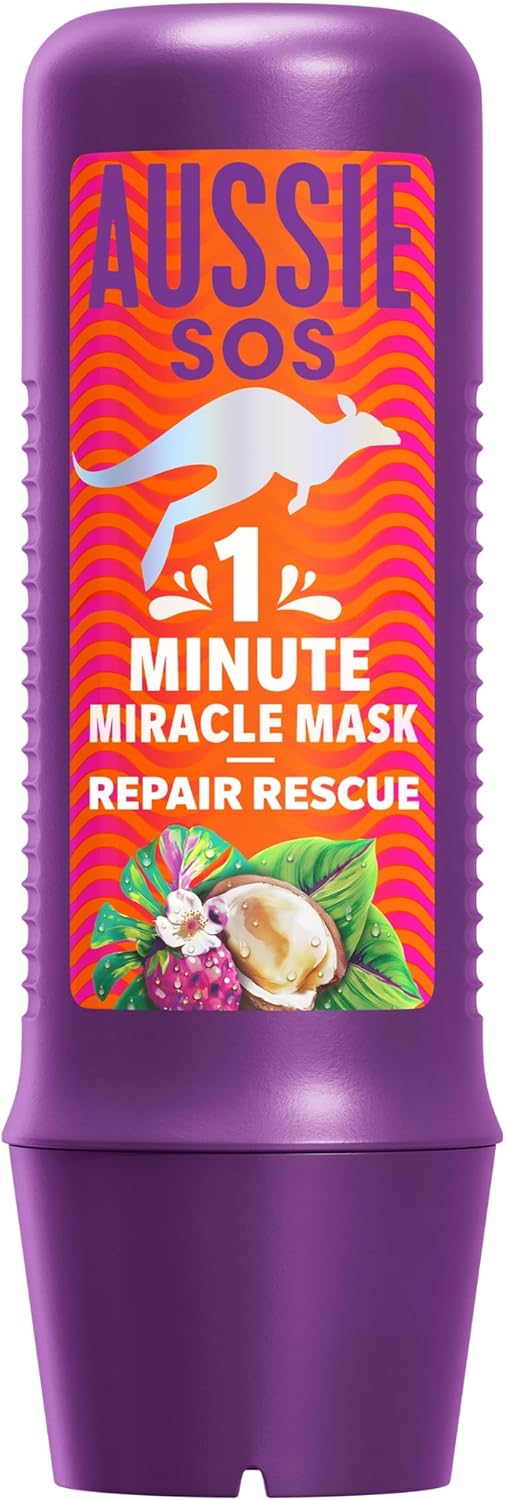 Aussie Sos 1 Minute Miracle Repair Rescue Mask 250Ml To Deeply Nourish Dry, Damaged Hair