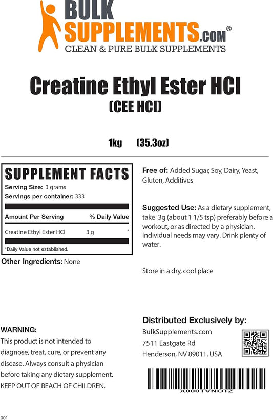 BULKSUPPLEMENTS.COM Creatine Ethyl Ester HCl Powder - Creatine Pre Workout Powder - Pure Creatine Supplement - Creatine Nutritional Supplements - Creatine Powder (1 Kilogram - 2.2 lbs)