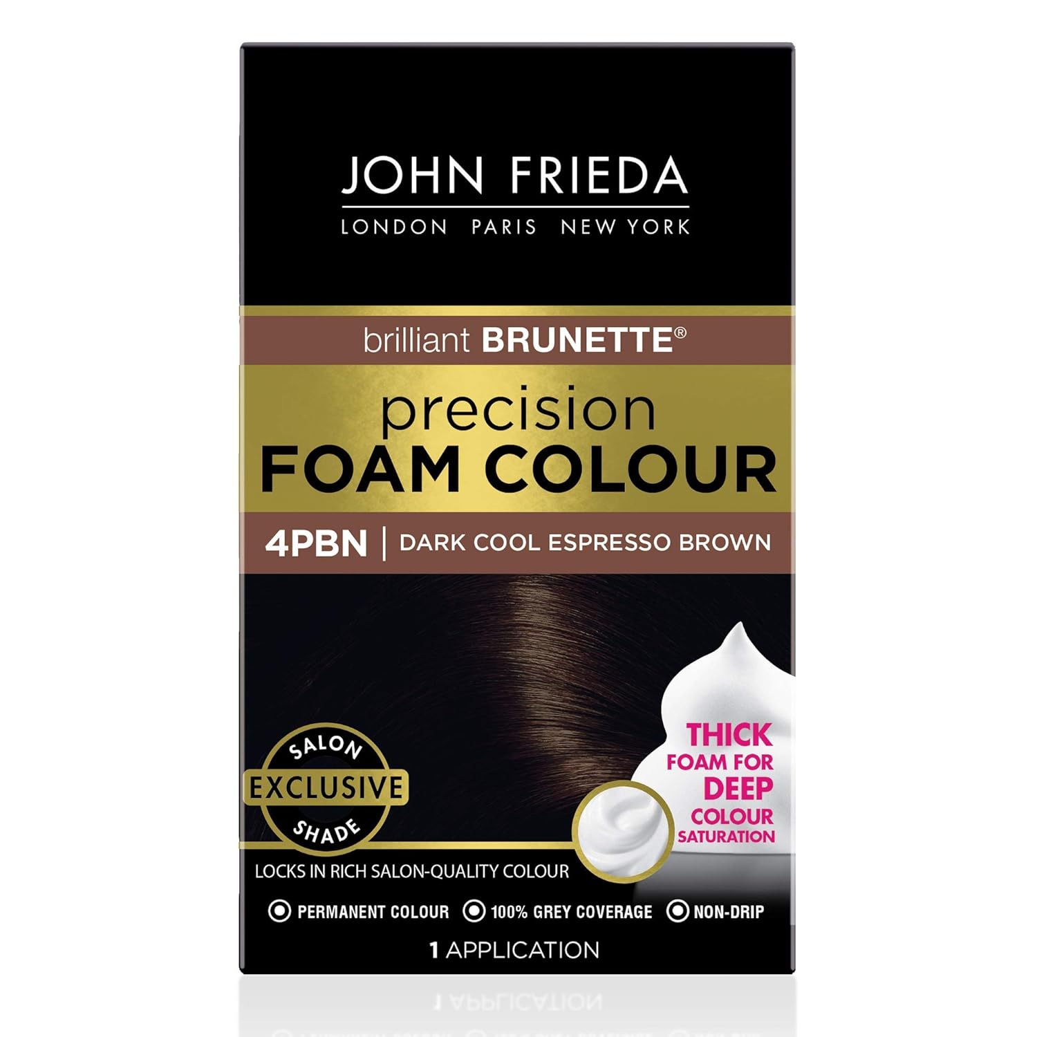 John Frieda Precision Foam Permanent Hair Colour In 4Pbn Dark Cool Espresso Brown