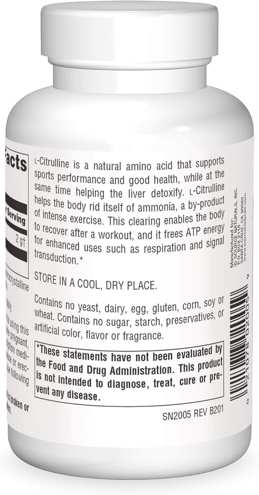 Source Naturals L-Citrulline - Supports Exercise Recovery, Energy And Detoxification, 500 Mg - 120 Capsules