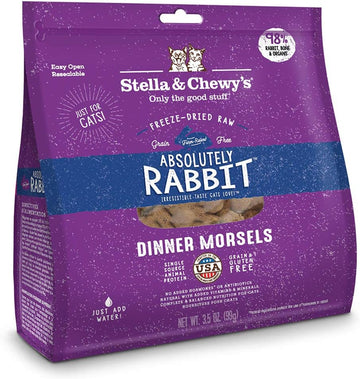 Stella & Chewy'S Freeze-Dried Raw Cat Dinner Morsels – Grain Free, Protein Rich Cat & Kitten Food – Absolutely Rabbit Recipe – 3.5 Oz Bag