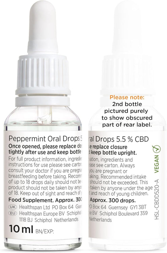 Healthspan 520Mg Cbd Oil Drops | 10Ml | Delicious Peppermint Flavour | Vegan
