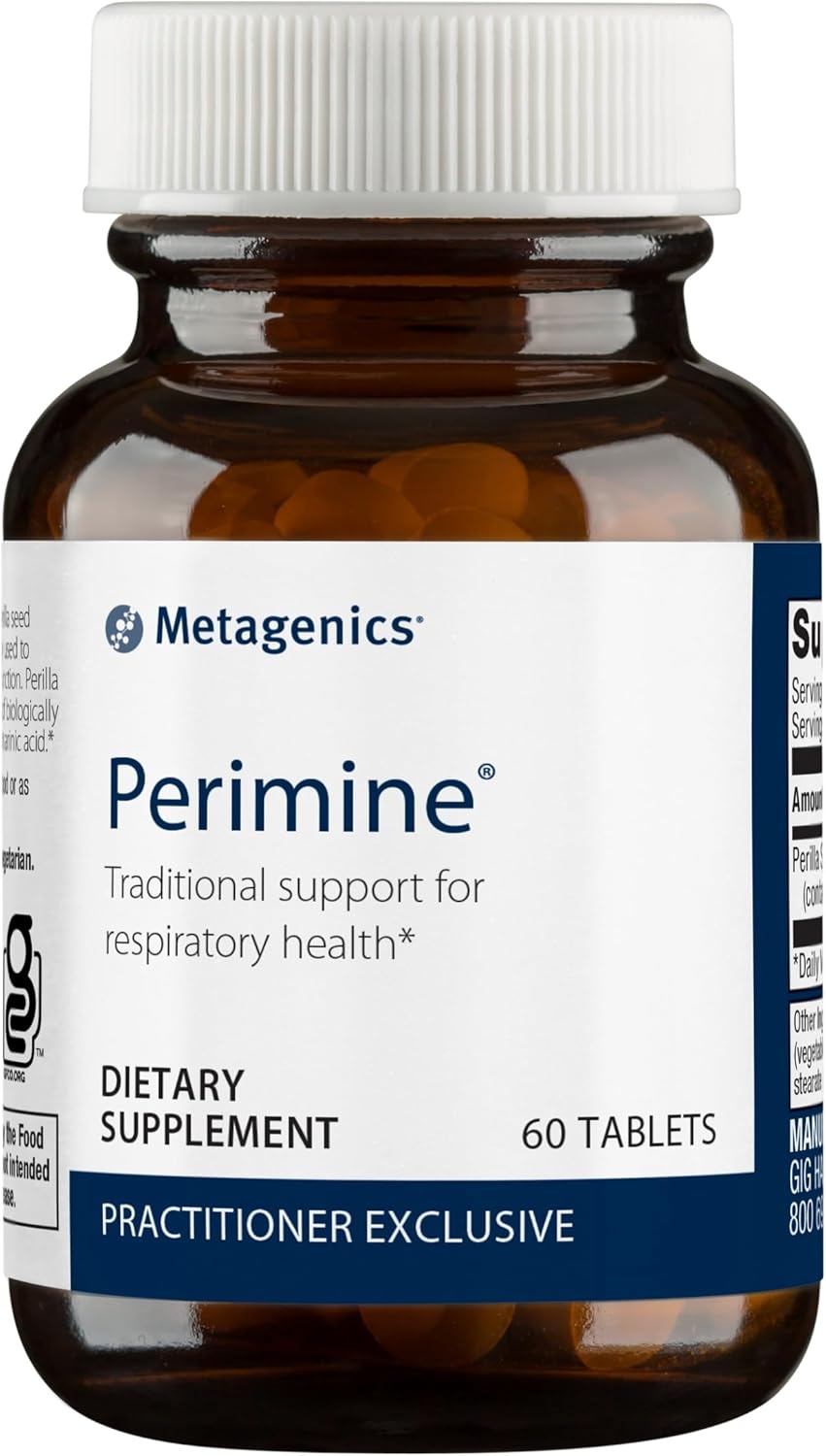 Metagenics Perimine - Healthy Breathing, Respiratory & Immune Support* - With Perilla Seed Extract - With Flavonoids Rosmarinic Acid & Luteolin - Non-Gmo - Gluten-Free - Vegetarian - 60 Tablets