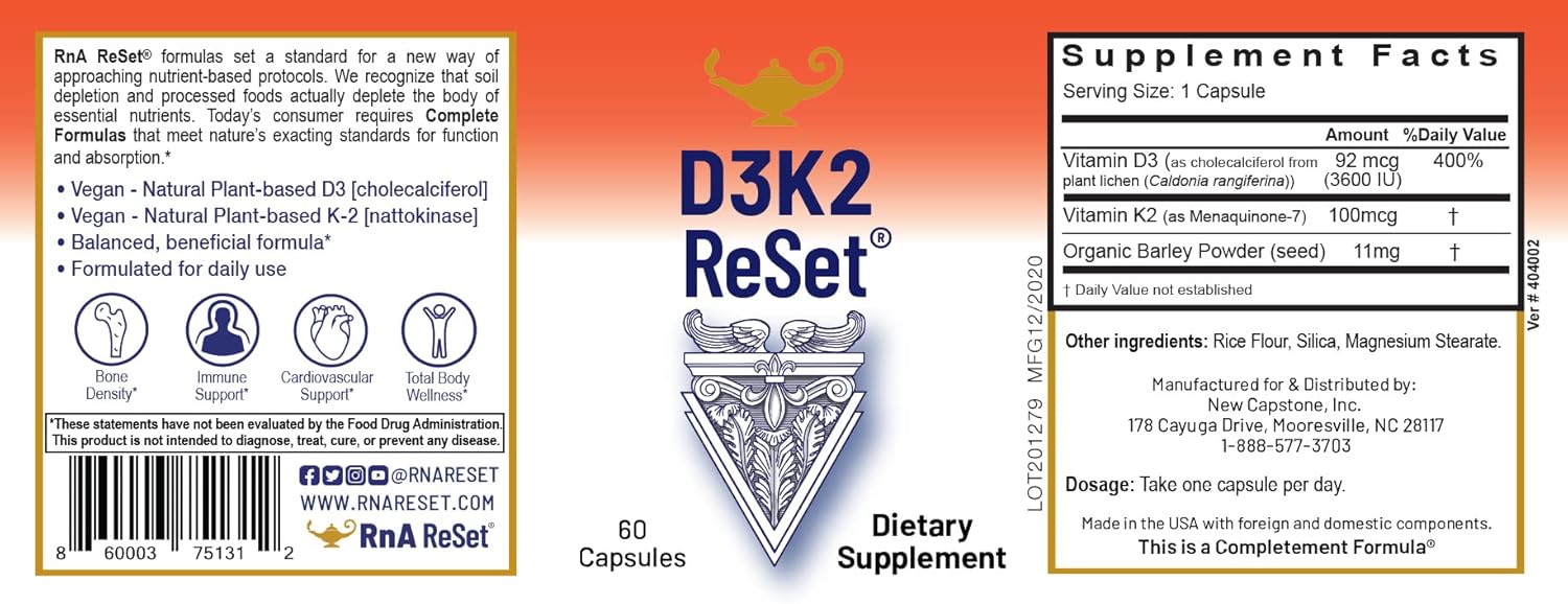 Rna Reset Remag & D3K2 Reset Bundle – Liquid Magnesium Supplement (8.1 Fl Oz) & Vitamin D3 + K2 Capsules (60 Count) : Health & Household
