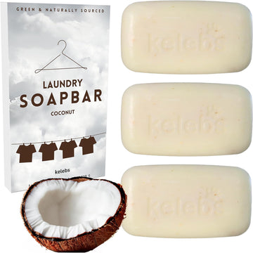 Organic Laundry Soap Bar with Coconut for Sensitive Skin - Delicate Stain Remover Clothes, Underwear, Collar - 3 PCS