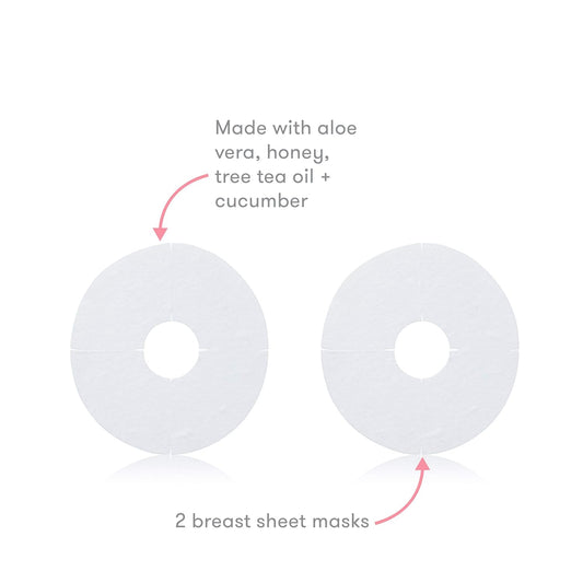 Breast Mask for Hydration- Made with Aloe Vera, Honey, Tea Tree Oil + Cucumber to Nourish + Soothe Boobs- 2 Sheet Masks - No Artificial Fragrances, Phthalates, or Parabens