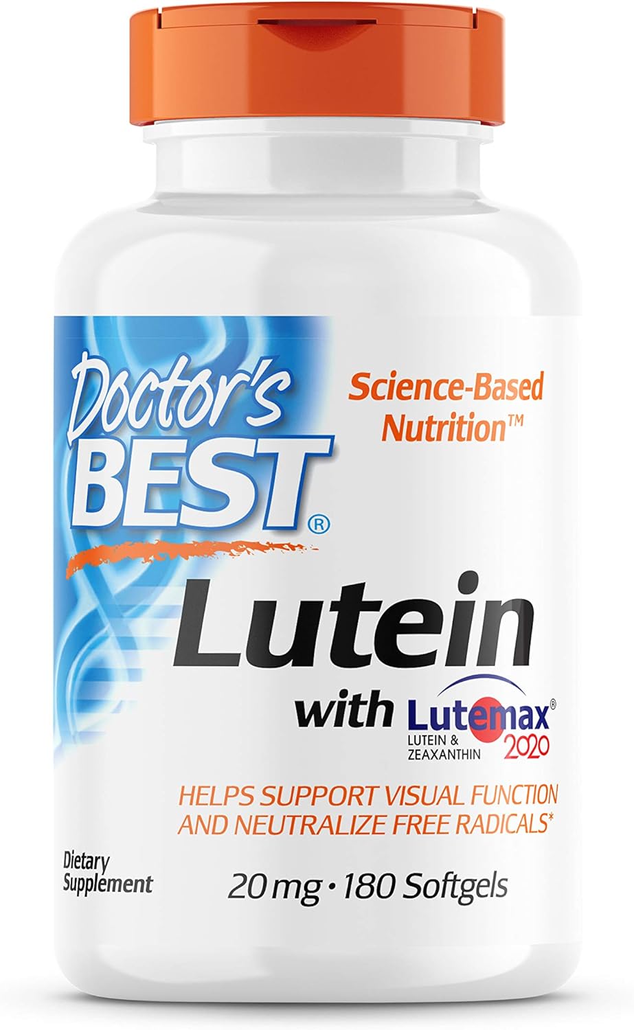 Doctor'S Best Lutein Featuring Lutemax, Non-Gmo, Gluten Free, Soy Free, Eye Health, 20 Mg, 180 Softgels
