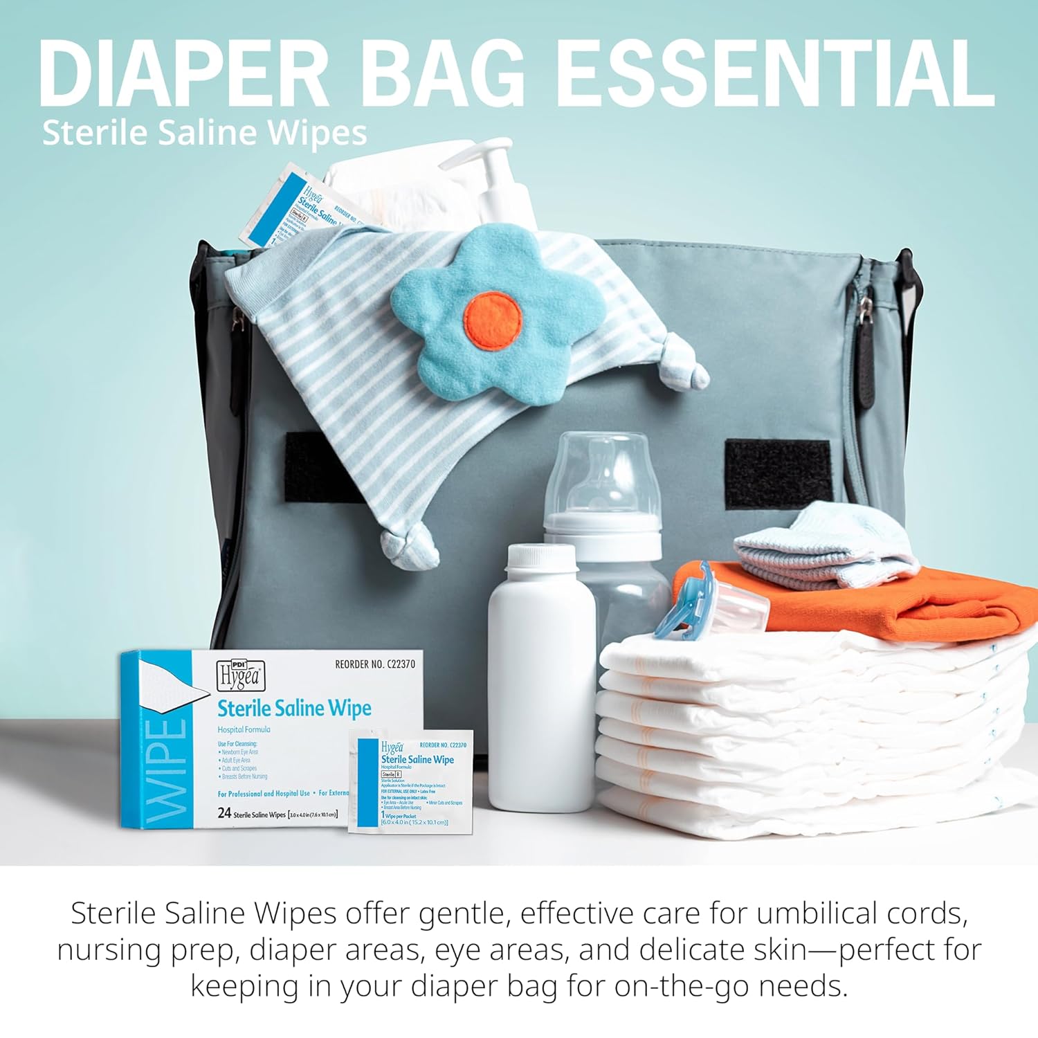 Hygea C22370 Sterile Saline Wipe, 6" X 4", 24/Bx : Health & Household