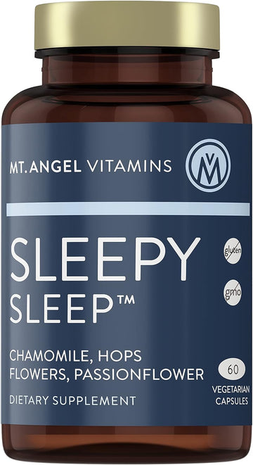 Mt. Angel Vitamins - Sleepy Sleep - Natural Sleep Aid For Adults With Melatonin And Plant Extracts - Non-Habitual Sleep Supplement - 60 Capsules