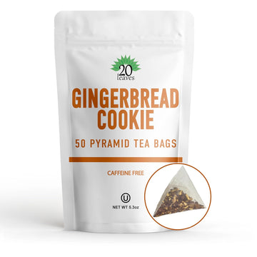 Gingerbread Cookie Dessert Tea Made With Rooibos Herbal Tisane - Caffeine And Sugar Free - 50 Pyramid Tea Bags Sachets In A Resealable Bag