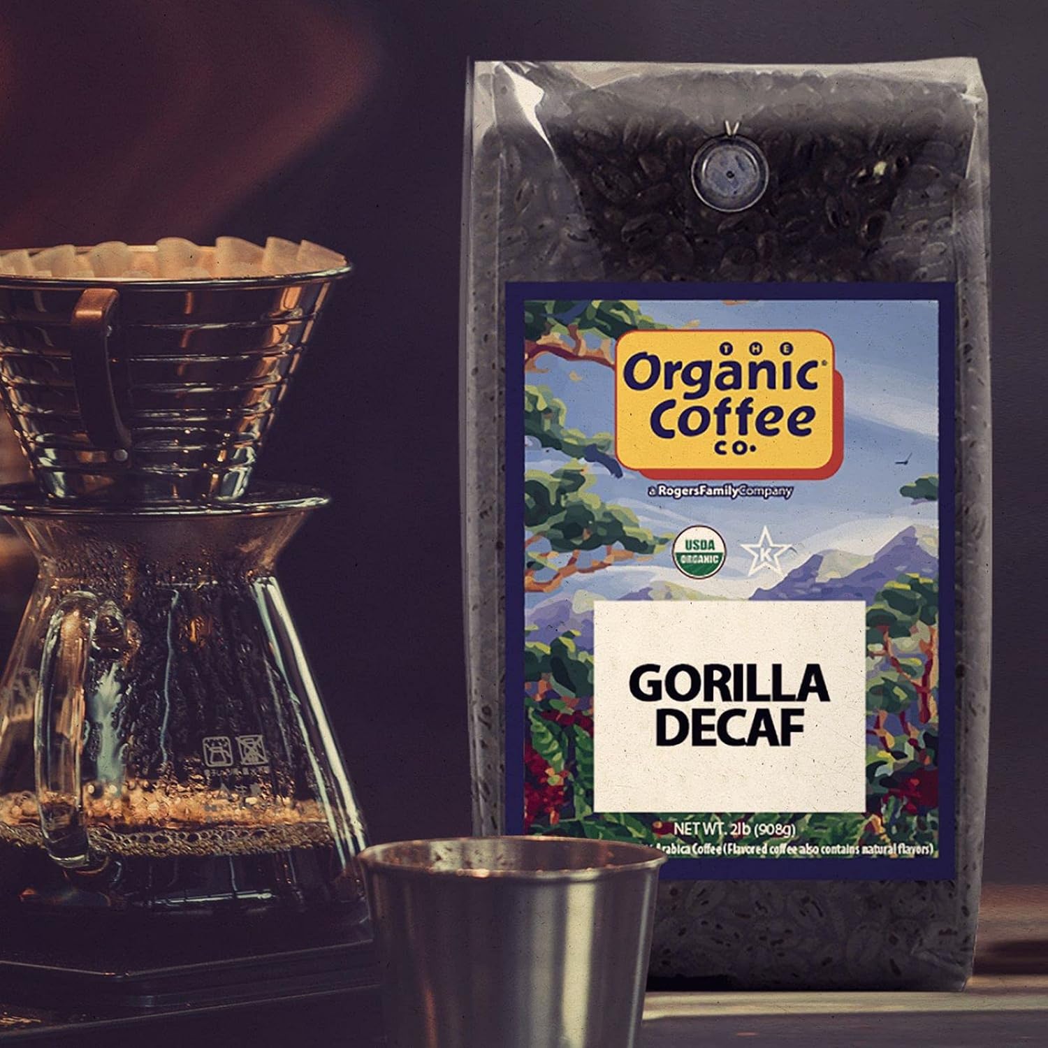 The Organic Coffee Co. Whole Bean Coffee - Gorilla Decaf (2lb Bag), Medium Roast, Swiss Water Processed, USDA Organic : Roasted Coffee Beans : Grocery & Gourmet Food