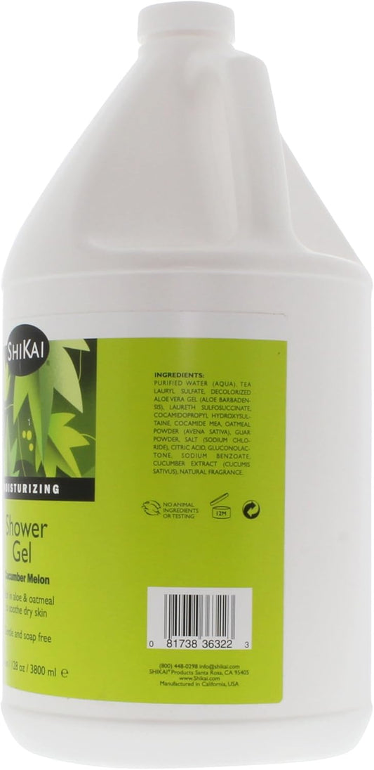 ShiKai Daily Moisturizing Shower Gel (Cucumber Melon, 1 Gallon) | Gentle Formula | with Aloe Vera & Oatmeal for Soft, Healthy Skin | Dry Skin Relief