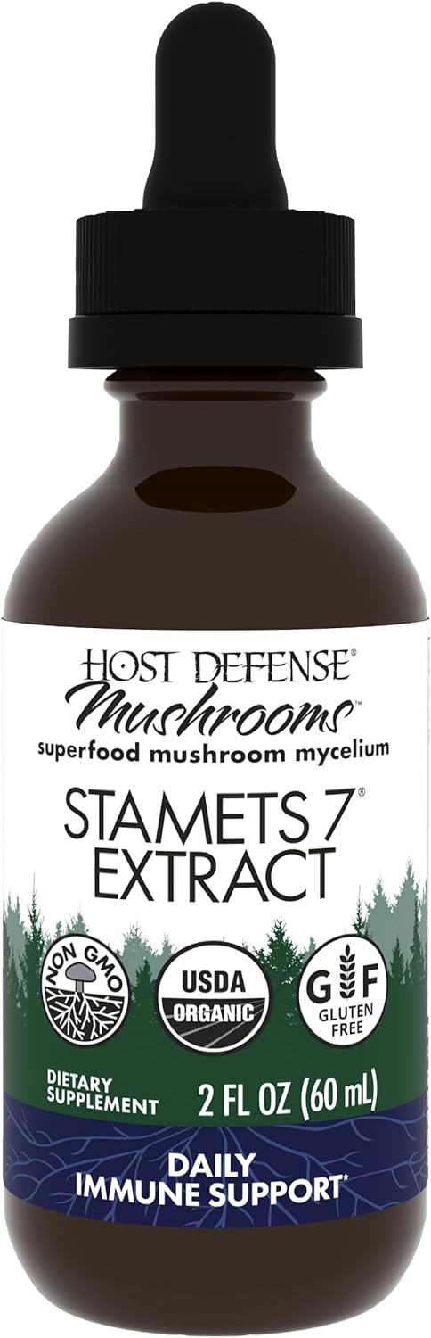 Host Defense Stamets 7 Extract - 7 Species Blend - Mushroom Supplement For Immune Support With Royal Sun Blazei, Cordyceps, Reishi, Maitake, Lion'S Mane, Chaga & Mesima - 2 Fl Oz (60 Servings)