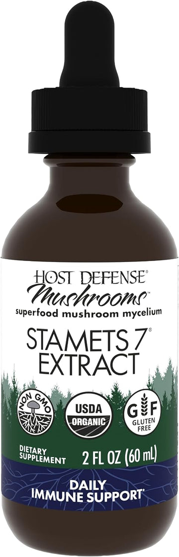 Host Defense Stamets 7 Extract - 7 Species Blend - Mushroom Supplement For Immune Support With Royal Sun Blazei, Cordyceps, Reishi, Maitake, Lion'S Mane, Chaga & Mesima - 2 Fl Oz (60 Servings)